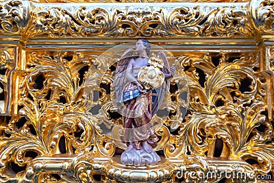 Ornate Angel on a Holy Week Float Stock Photo