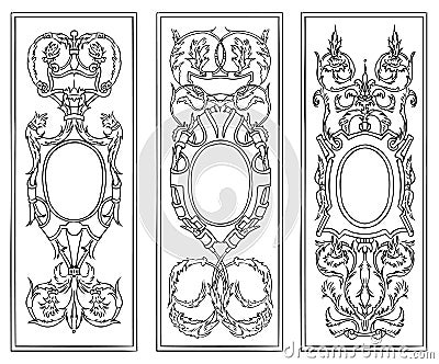 Ornate antique frames vector set Vector Illustration