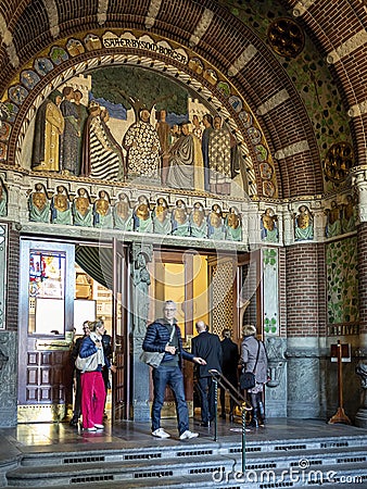 Ornate arch foyer design of the Copenhagen City Hall 1905 Council Building Editorial Stock Photo