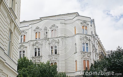 Detail of Art nouveau building in Budapest Editorial Stock Photo