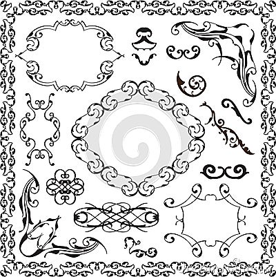 Ornate baroque graphic art set Vector Illustration