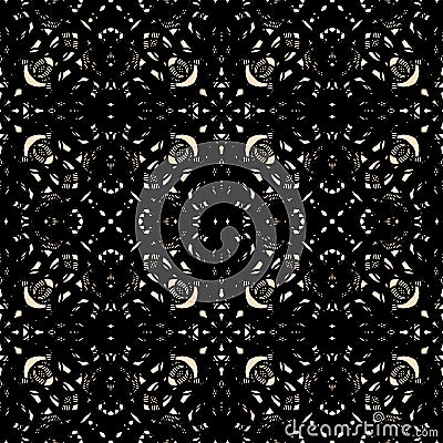 Ornate black guipure, lace seamless pattern vector Vector Illustration