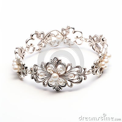 Ornate Bracelet With White Pearls - Inspired By Viscountess Stock Photo