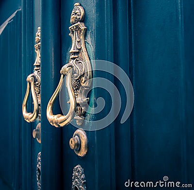 Ornate brass door knocker Stock Photo