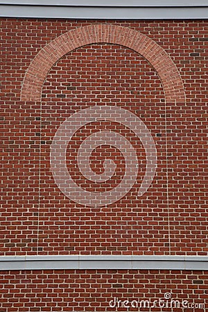 Ornate brick design at site of prior window Fredericksburg Virginia USA with beautiful skyline Stock Photo