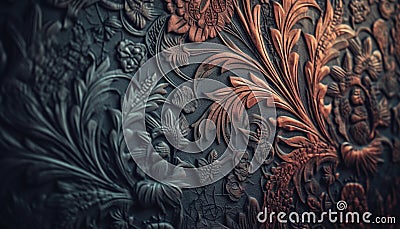 Ornate brocade design on dark silk exudes modern elegance generated by AI Stock Photo