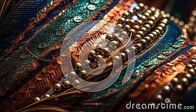 Ornate buckle on homemade leather bag generated by AI Stock Photo