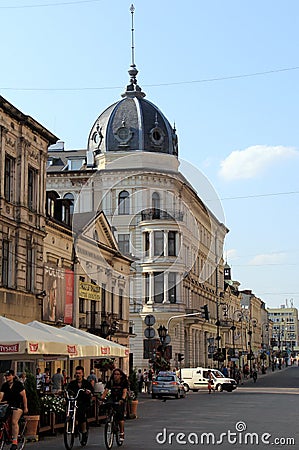 Ornate buildings of the Piotrkowska Street - Scheibler`s House, Lodz, Poland Editorial Stock Photo