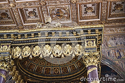 Ornate Ceiling of the Basilica of Santa Maria Maggiori in Rome Italy Editorial Stock Photo