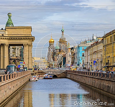 Ornate church of the Savior on Spilled Blood or Cathedral of Resurrection of Christ in Saint Petersburg, Russia Editorial Stock Photo