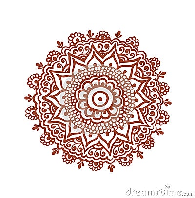 Ornate circle, mandala - indian henna tattoo. Mehendi ethnic vector Vector Illustration