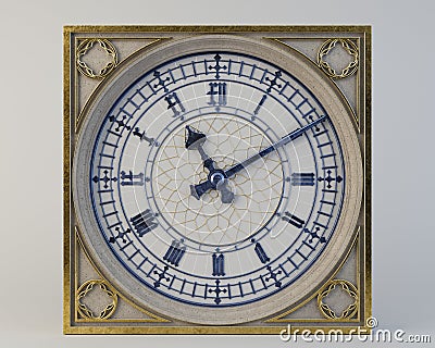 Antique Iron and Glass Tower Clock Stock Photo