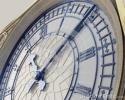 Antique Iron and Glass Tower Clock Stock Photo