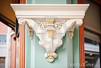 ornate corbels supporting victorian bay window Stock Photo
