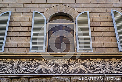 Facade of a medieval Renaissance gothic building, Centro Storico, Florence Italy Stock Photo