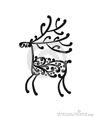 Ornate deer, sketch for your design Vector Illustration