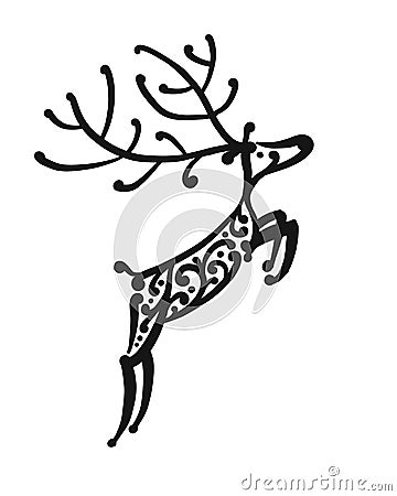 Ornate deer, sketch for your design Vector Illustration