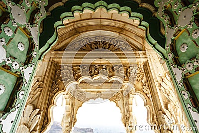 Ornate doors and entrance of the Jaswant Thada cenotaph in Jodhpur, Rajasthan Stock Photo