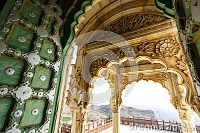 Ornate doors and entrance of the Jaswant Thada cenotaph in Jodhpur, Rajasthan Stock Photo