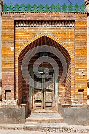 Ornate doors are very common in the ancient city of Kashgar, China Stock Photo