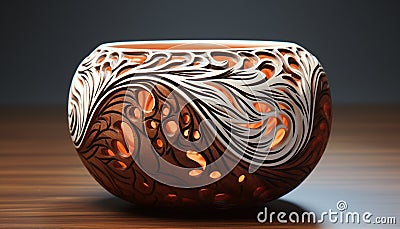 Ornate earthenware vase with floral pattern, an antique souvenir gift generated by AI Stock Photo