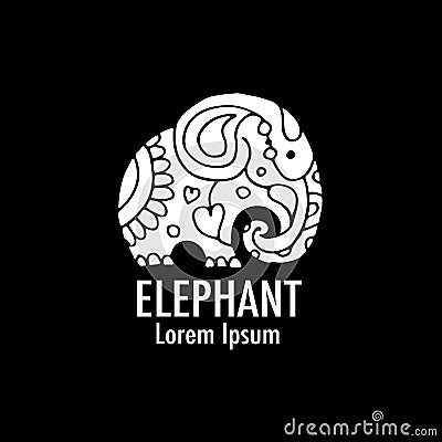 Ornate elephant design Vector Illustration