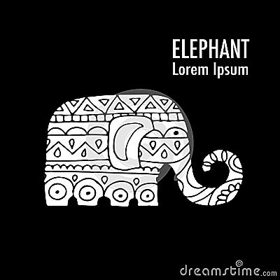 Ornate elephant design Vector Illustration