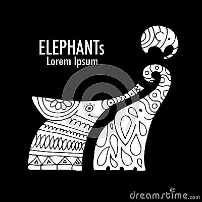 Ornate elephant design Vector Illustration