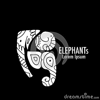 Ornate elephant design Vector Illustration