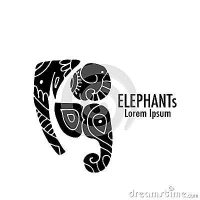 Ornate elephant design Vector Illustration