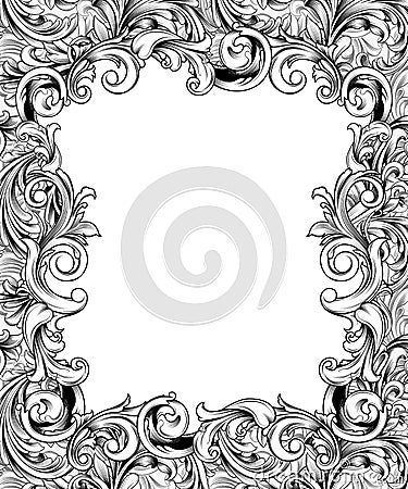 Ornate Engraved Baroque Frame Stock Photo