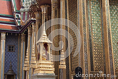 Ornate exterior details with columns and statues Stock Photo