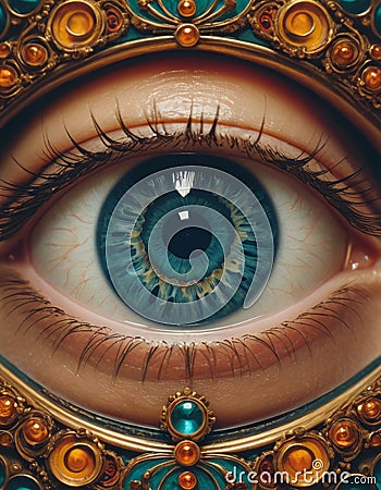 Ornate Eye with Jeweled Embellishments Stock Photo