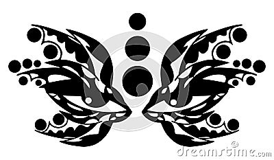 Ornate eyes, black and white, tattoo, isolated. Vector Illustration