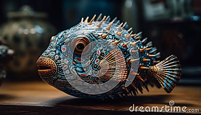 Ornate fish tank decoration showcases colorful saltwater fish collection underwater generated by AI Stock Photo