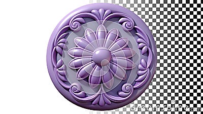 Ornate floral button, decorative element, vintage style, UI component png transparent image Generative AI Stock Photo