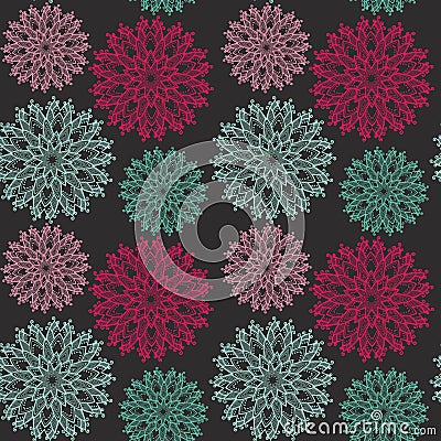 ornate floral seamless texture, endless pattern with flowers loo Vector Illustration