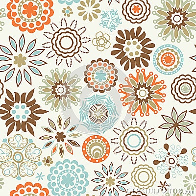 ornate floral seamless texture, endless pattern with flowers loo Vector Illustration