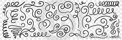 Ornate florid scribbles lines doodle set Vector Illustration