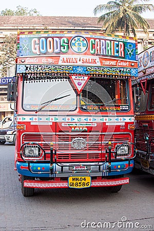 An ornate freight truck in Mumbai Editorial Stock Photo