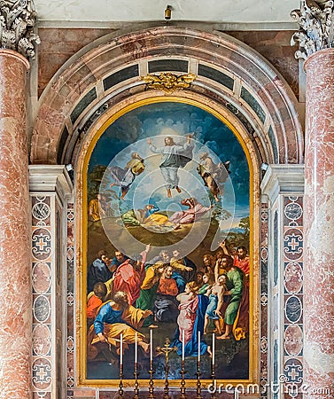 Ornate fresco at Saint Peter`s Basilica in Vatican Editorial Stock Photo