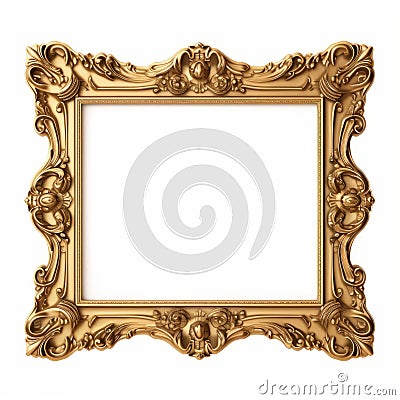 Ornate Gold Frame: Realist Lifelike Accuracy, 32k Uhd, Meticulous Design Stock Photo