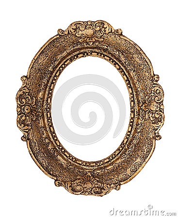 Ornate golden baroque frame isolated on the white background Stock Photo