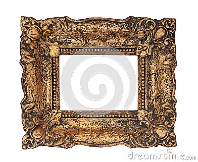 Ornate golden baroque frame isolated on the white background Stock Photo