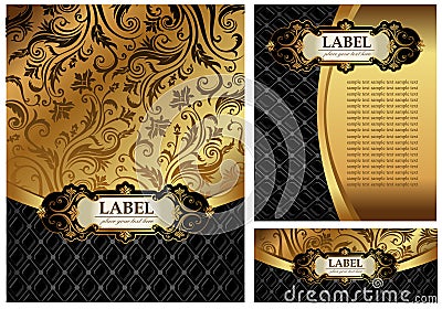 Ornate golden menu cover Vector Illustration