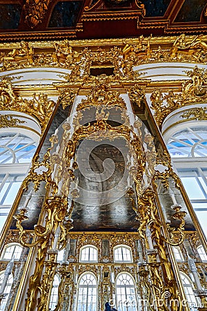 Ornate interior of the Catherine Palace Editorial Stock Photo