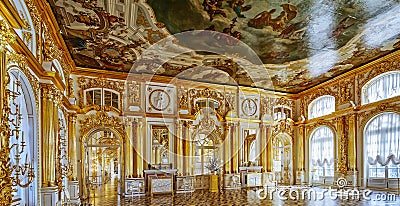 Ornate interior of the Catherine Palace Editorial Stock Photo