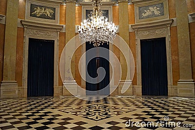 Ornate interiors of the Ajuda Palace, the Upper Halberdiers Room, Lisbon, Portugal Editorial Stock Photo