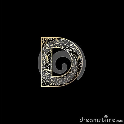 Ornate Letter D Logo icon, elegant monogram luxury letter logo vector design Vector Illustration