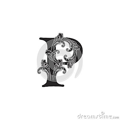 Ornate Letter P Logo Icon, elegant monogram luxury ornament decoration letter logo vector design Vector Illustration